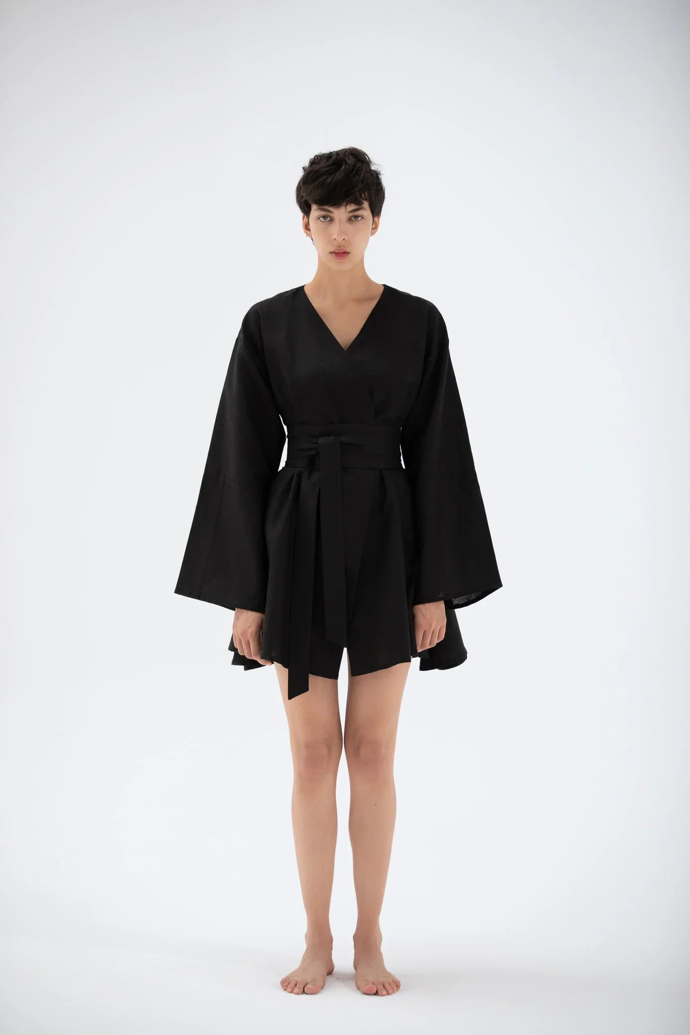 Short Kimono Dress Black