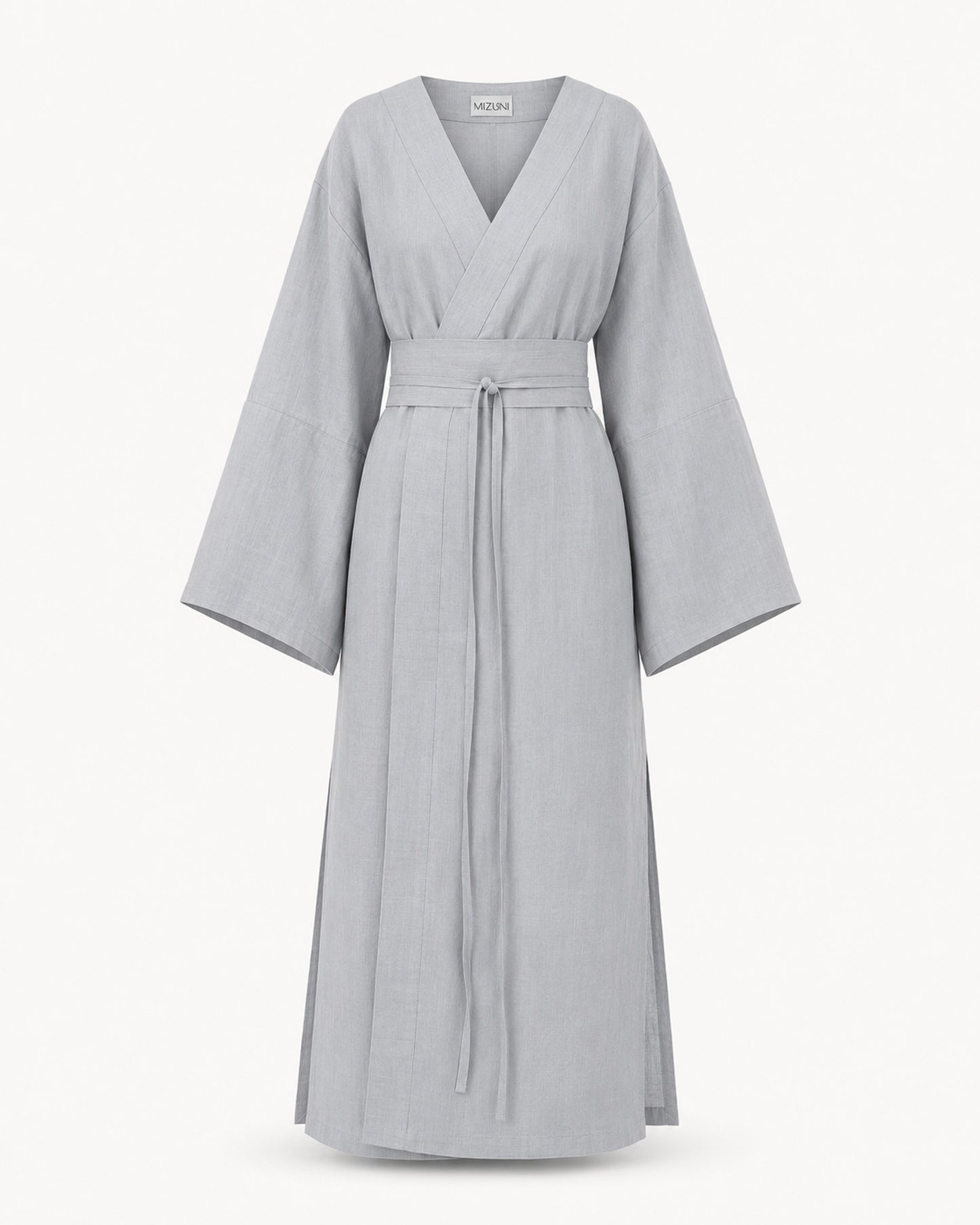 Robe Kimono Lin Bleu Gris
