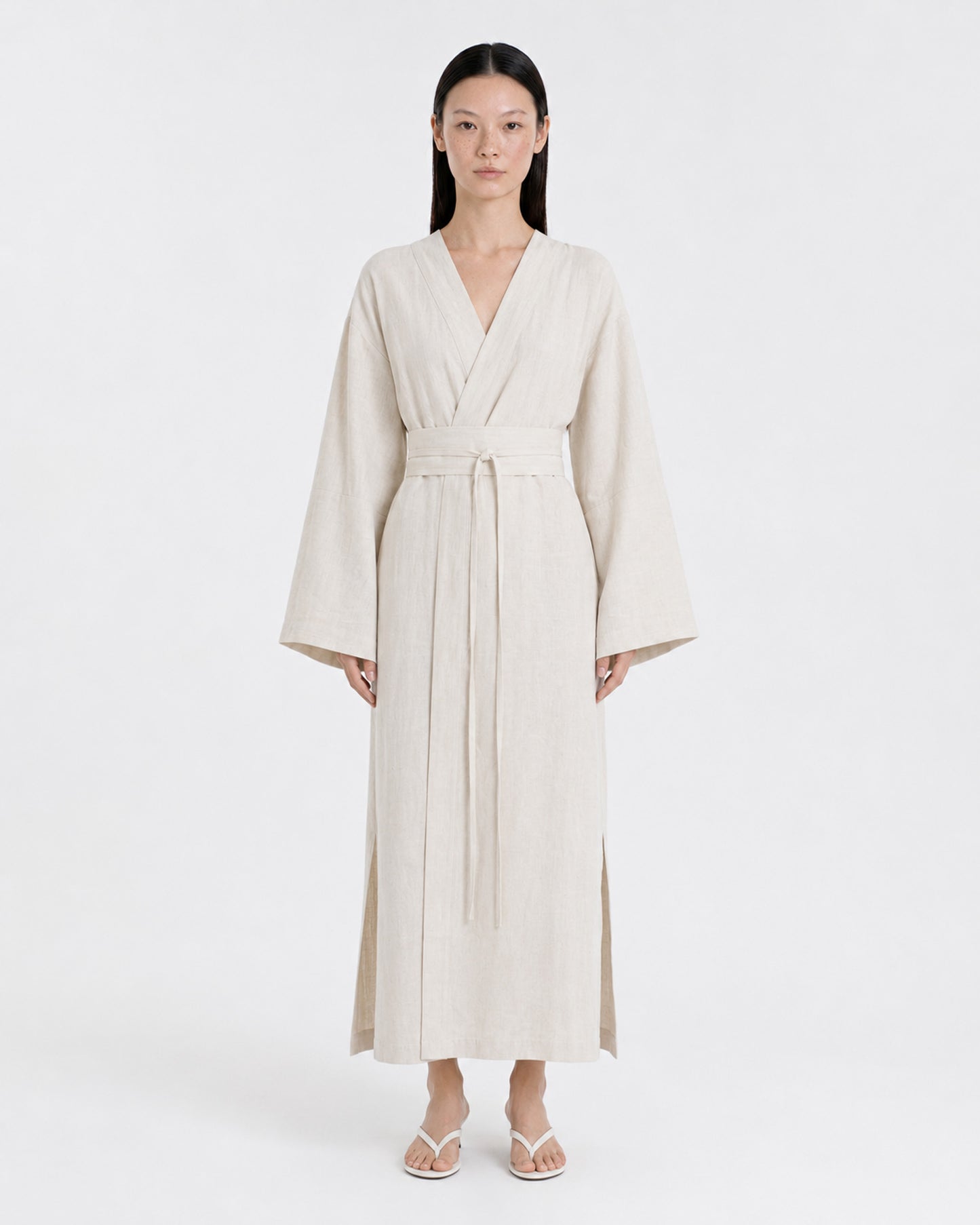 white kimono dress Linen Kimono Dress Ivory