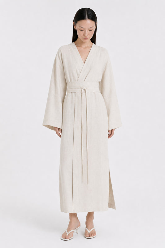 Linen Kimono Dress Ivory