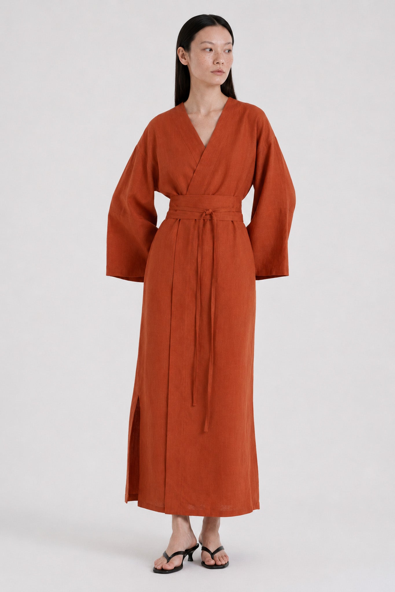 Robe Kimono Lin Terracotta