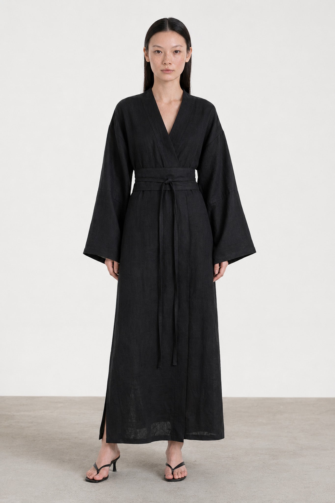 Robe Kimono Lin Noir 
