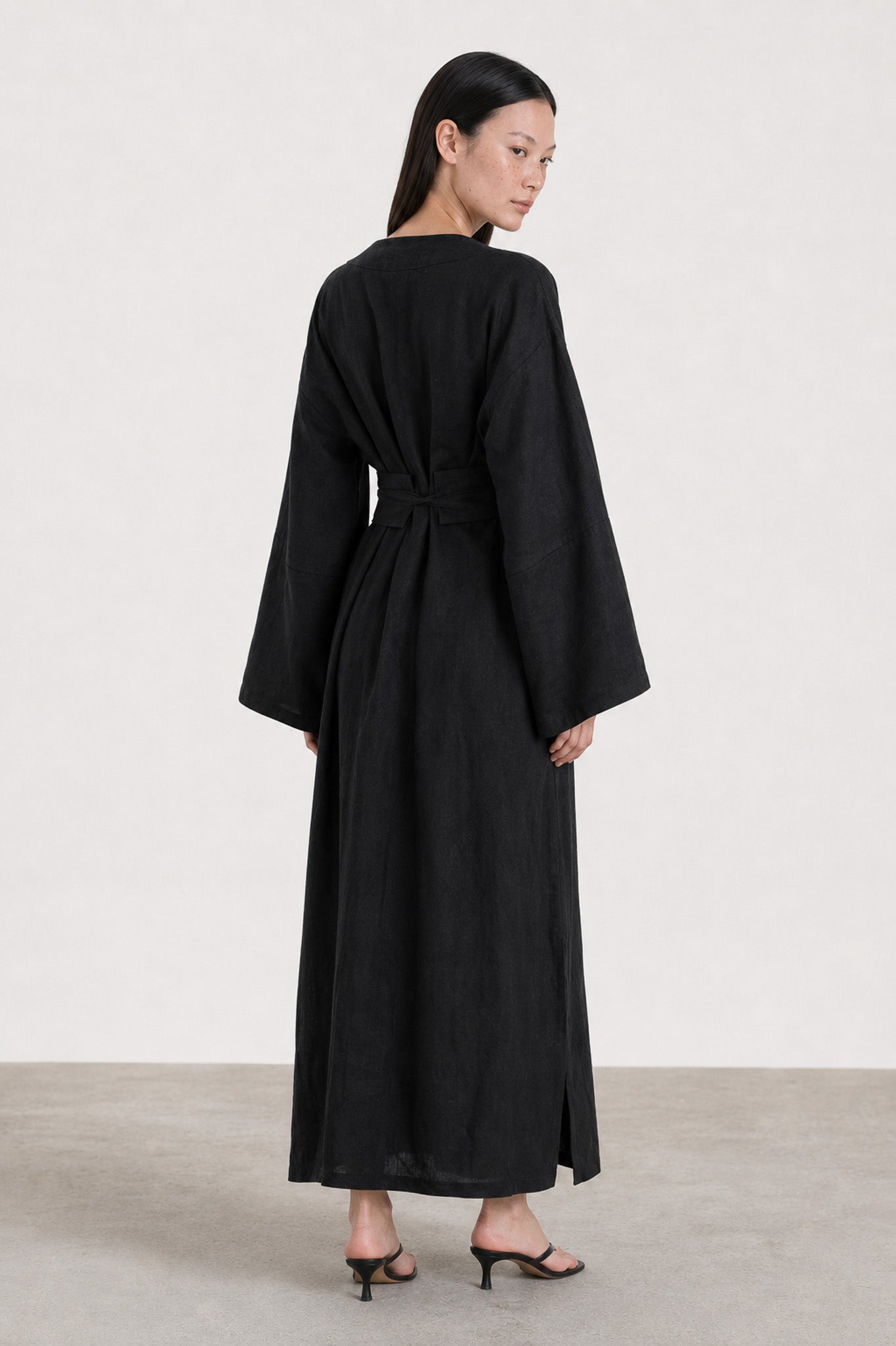 Robe Kimono Lin Noir 