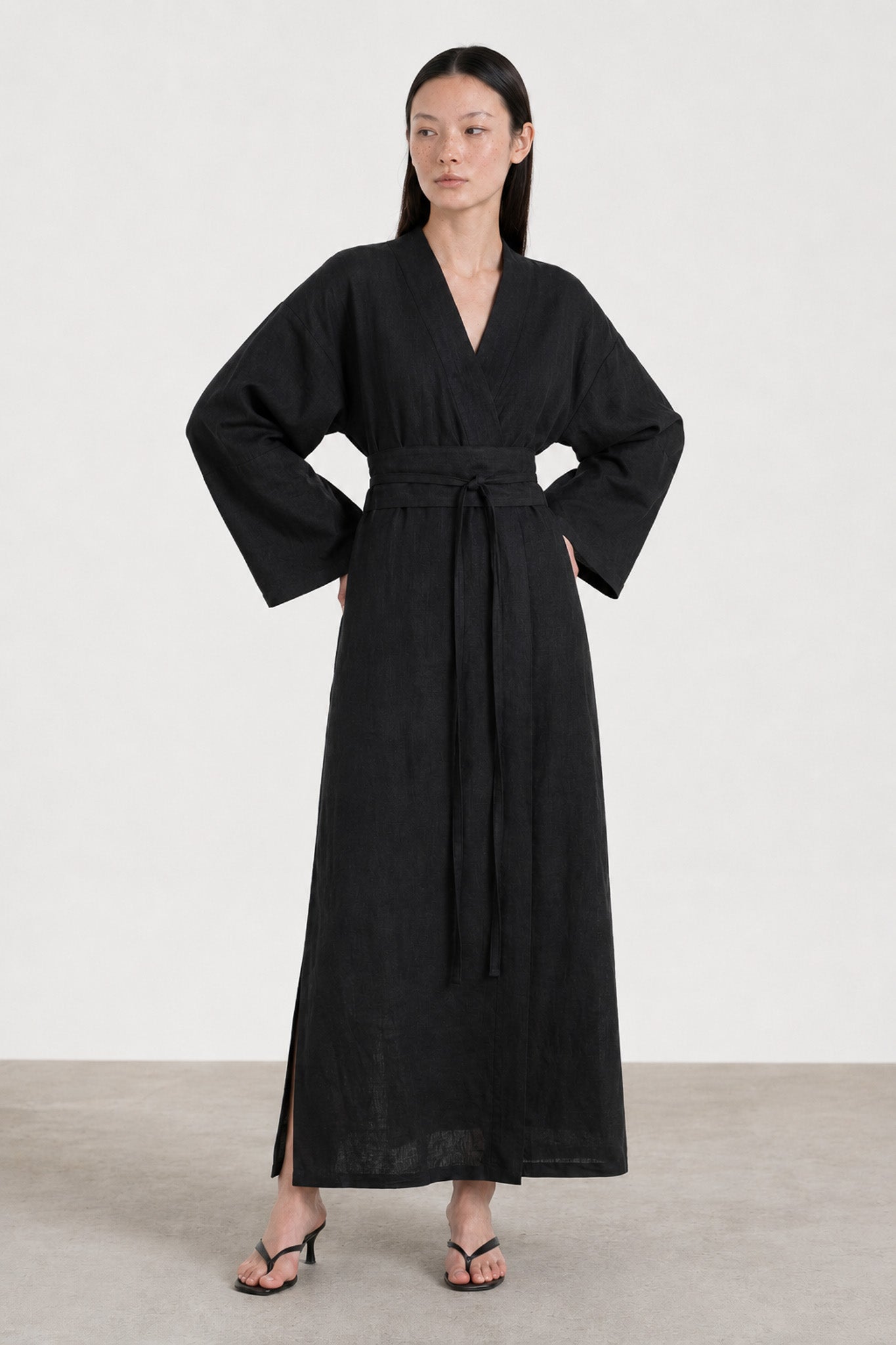 Robe Kimono Lin Noir 