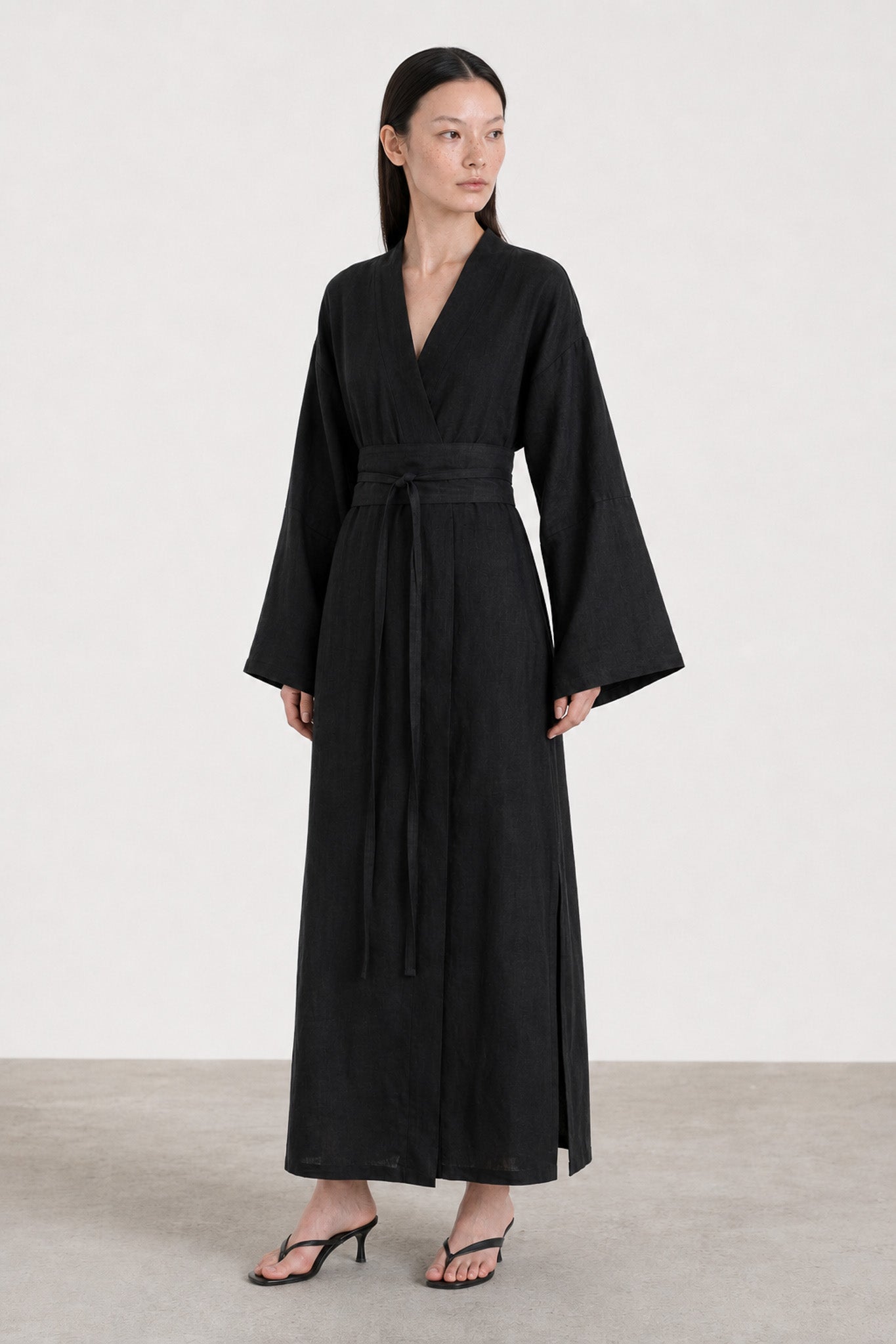 Robe Kimono Lin Noir 