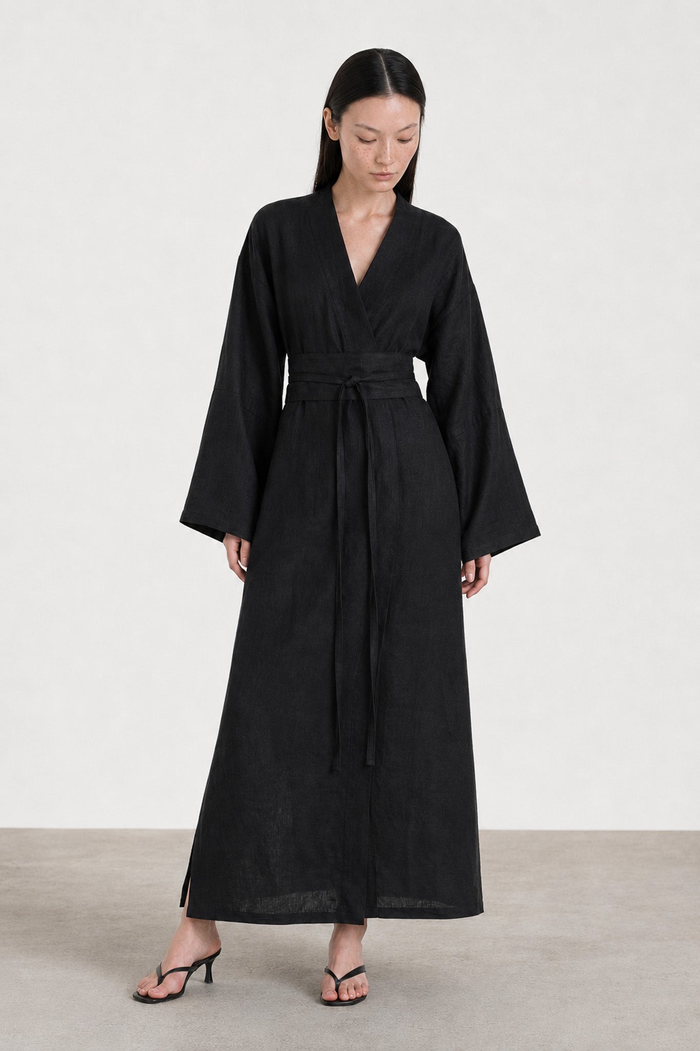 Robe Kimono Lin Noir 
