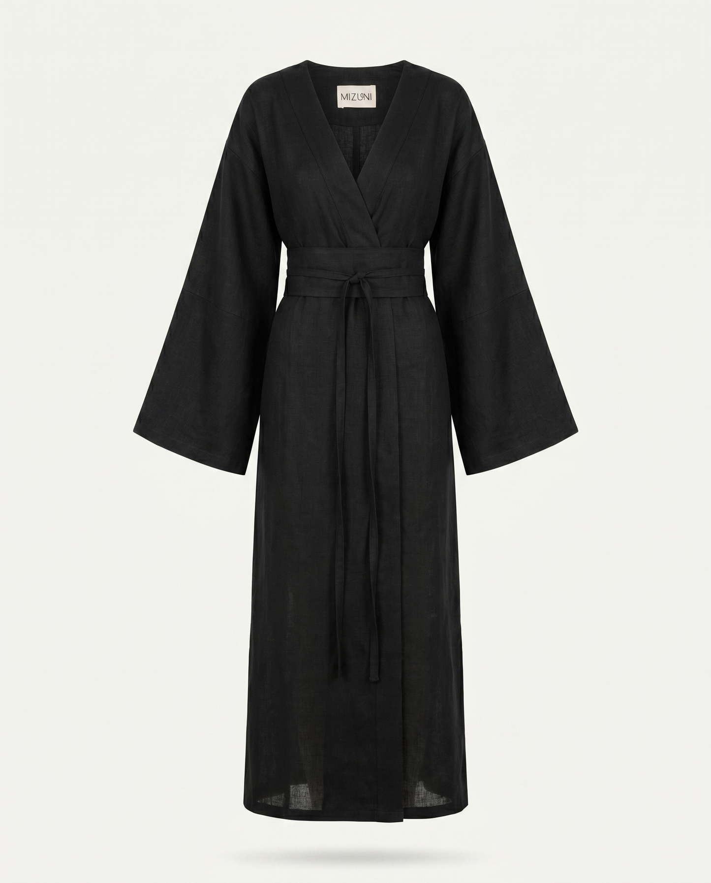 Linen Kimono Dress Black