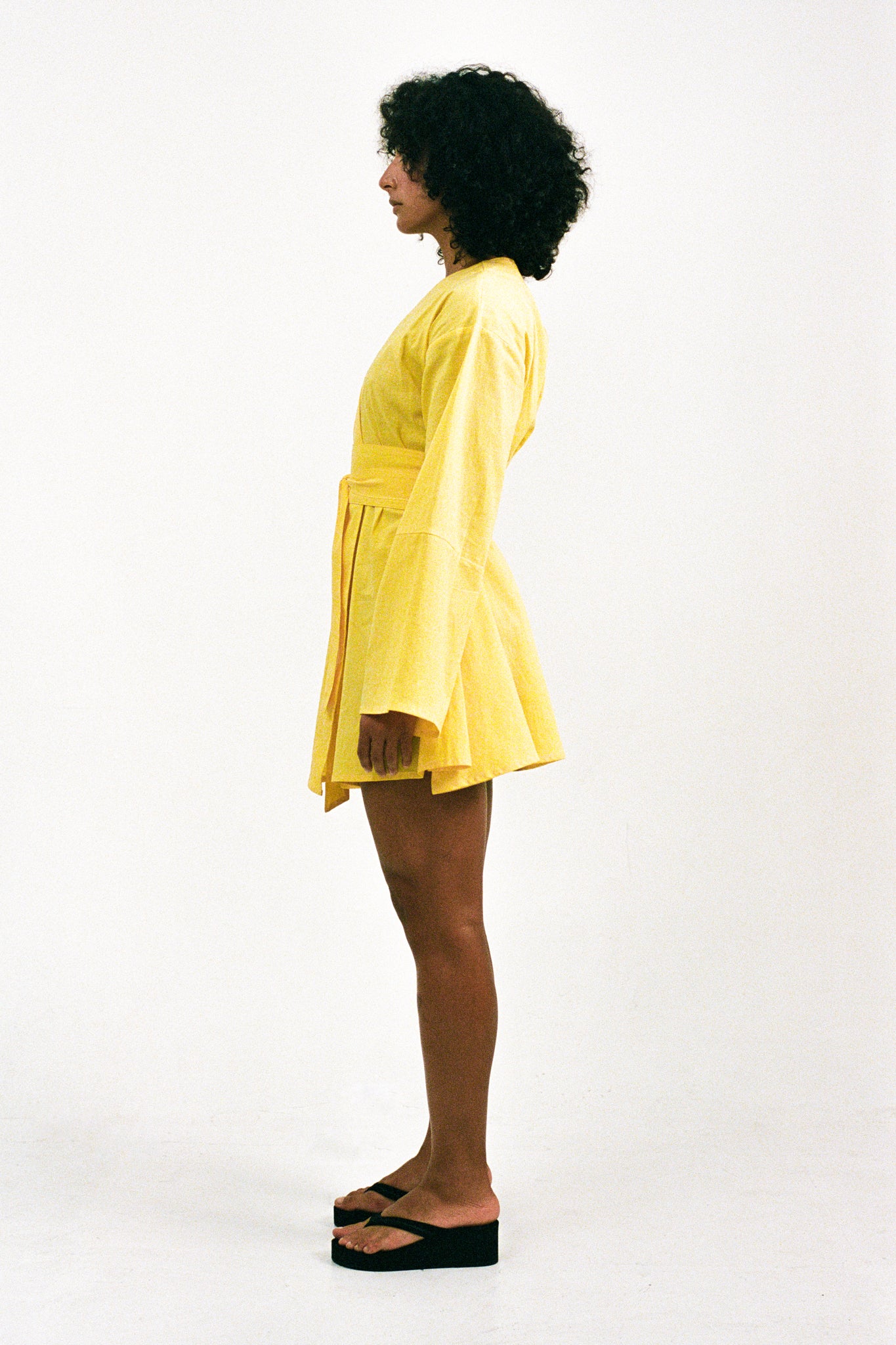 Short Kimono Dress Yellow Iris