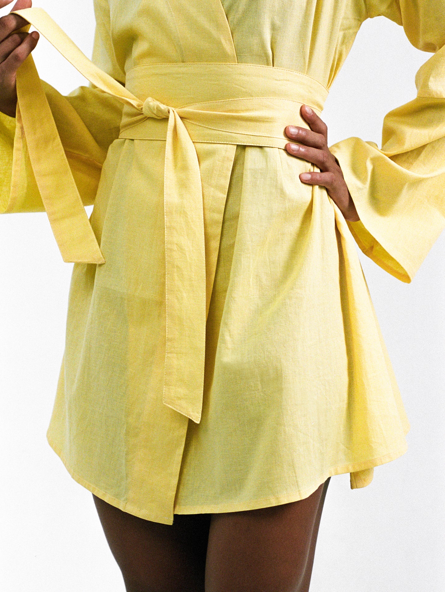 Short Kimono Dress Yellow Iris