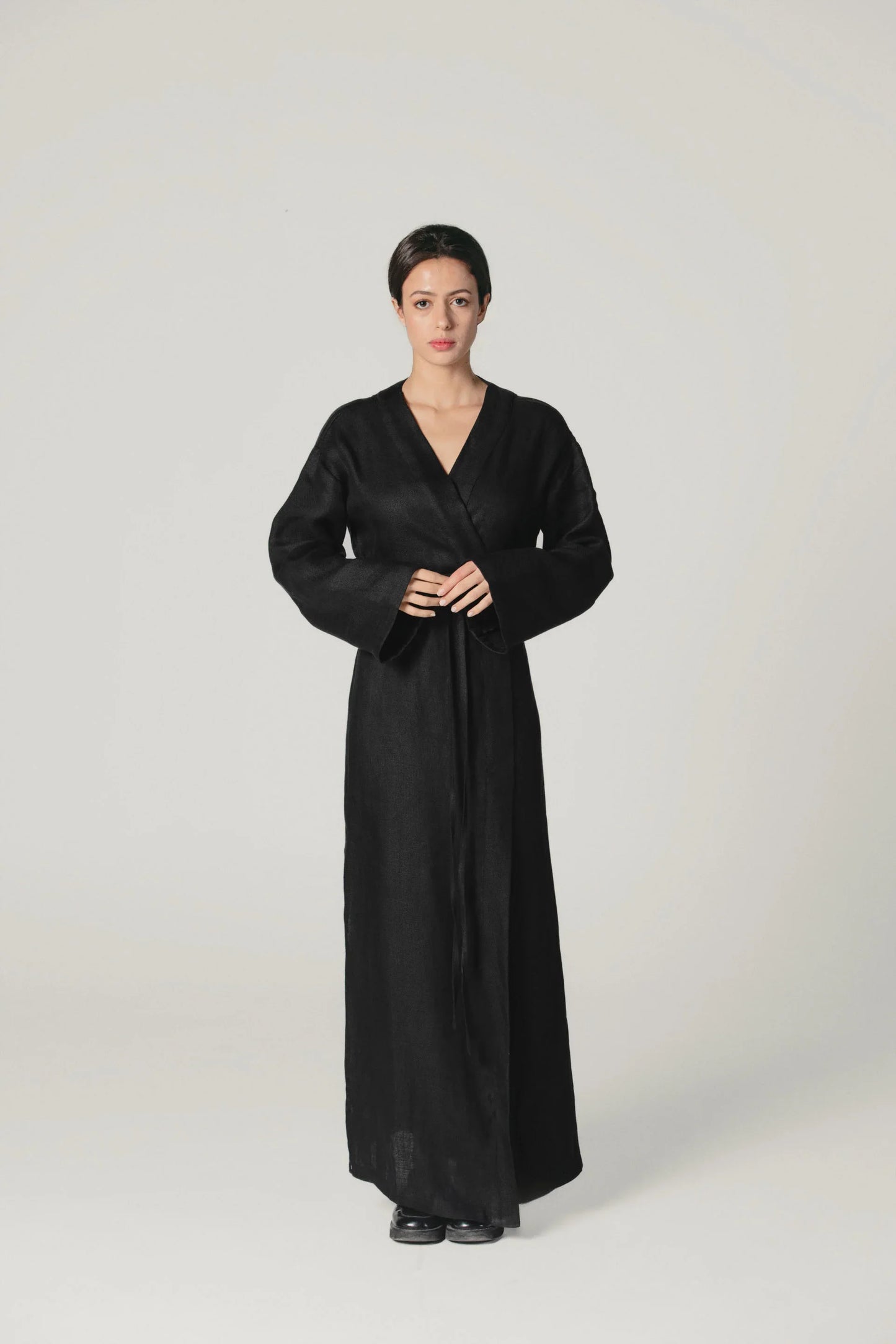 Linen Kimono Dress Black – Atelier Mizuni