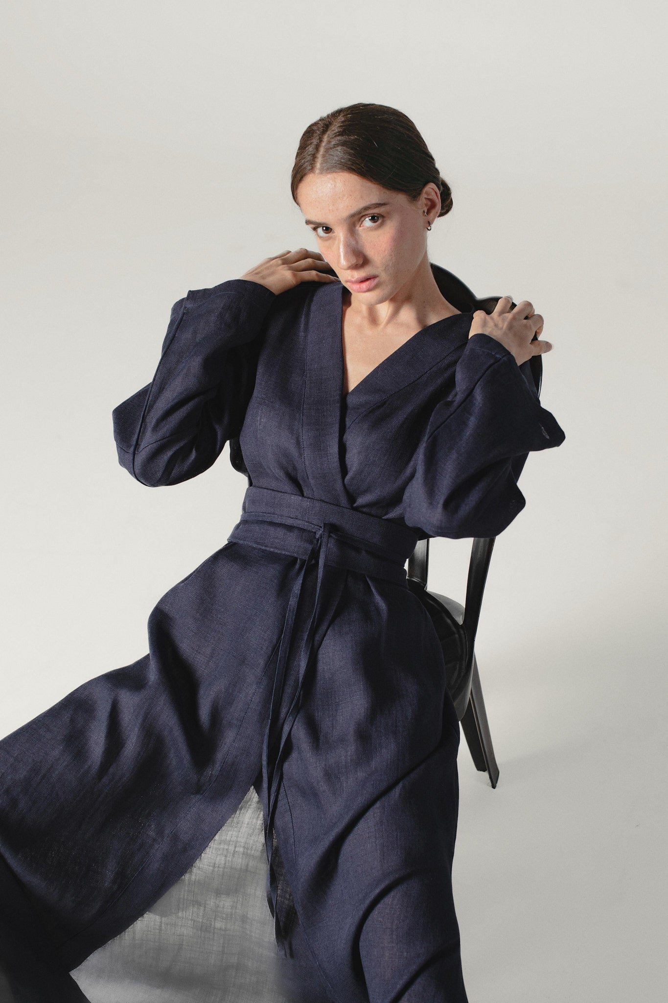Linen Kimono Dress Midnight Blue Linen Kimono Dress Midnight Blue